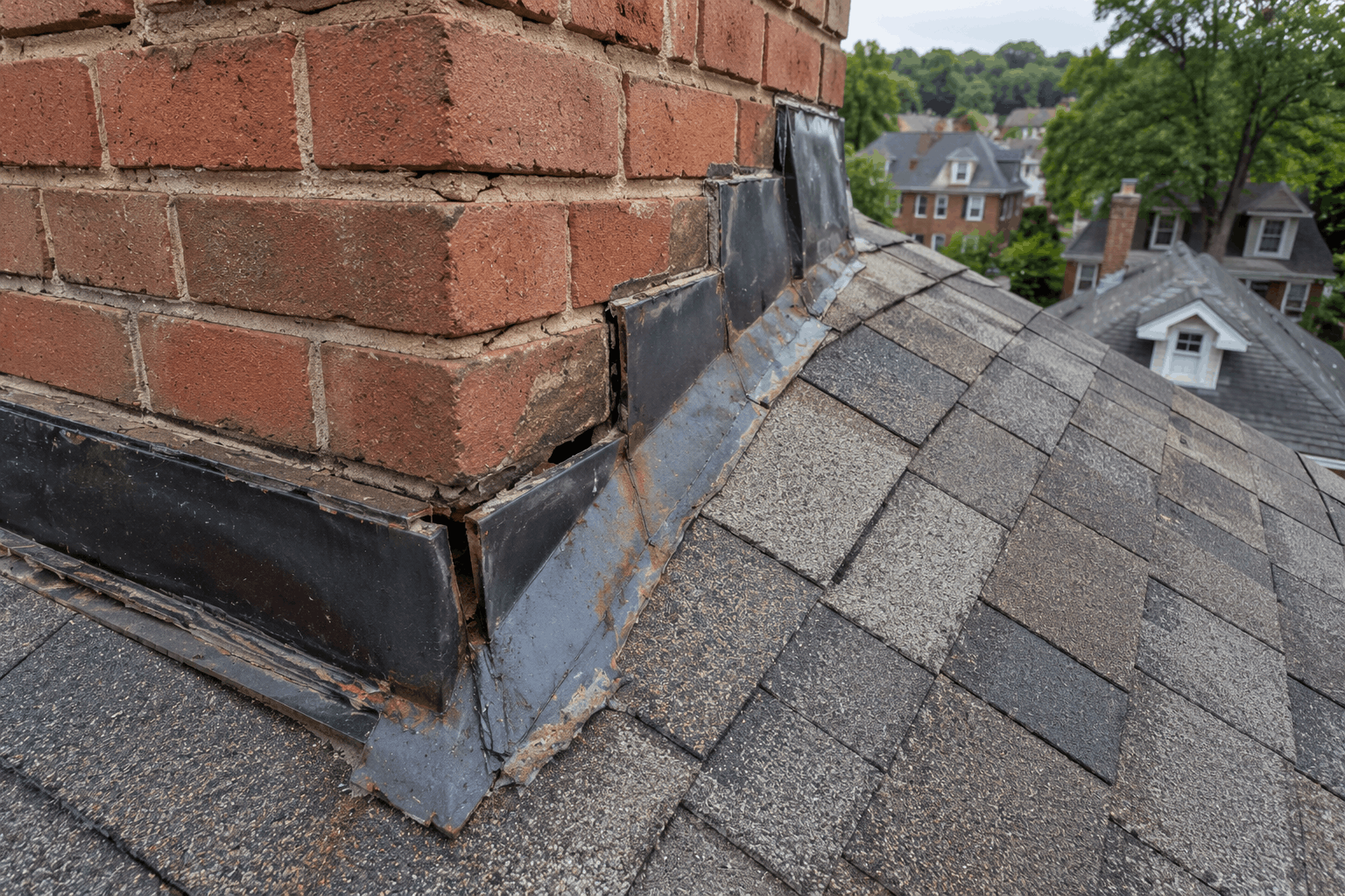 Failed Chimney Flashing On A Pittsburgh Home
