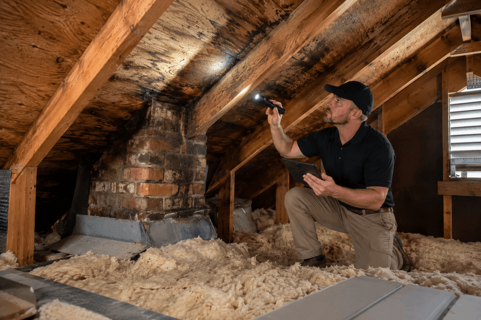 Roof Leak Investigation Inside The Attic